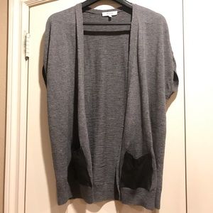 Milly Cardigan Gray 100% Lambskin Leather Pockets
